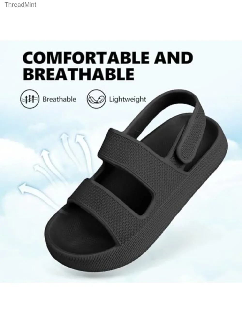 Kids Cloud Sandals EVA Quick Drying Slide Sandals with Hook Loop Back Strap